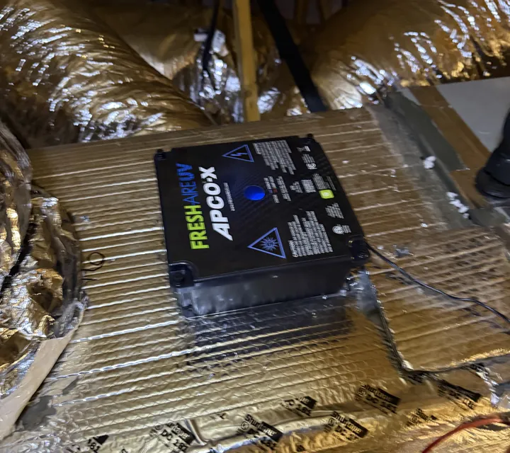 UV air purification system installed on attic ductwork in a Southern Utah home